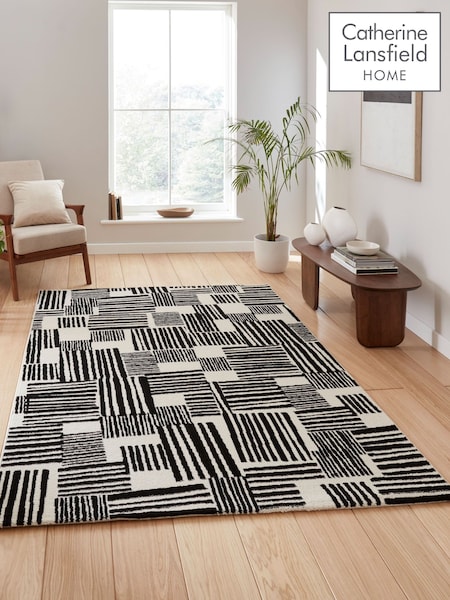 Catherine Lansfield White Blocks Modern Abstract Rug (F98763) | £60 - £180