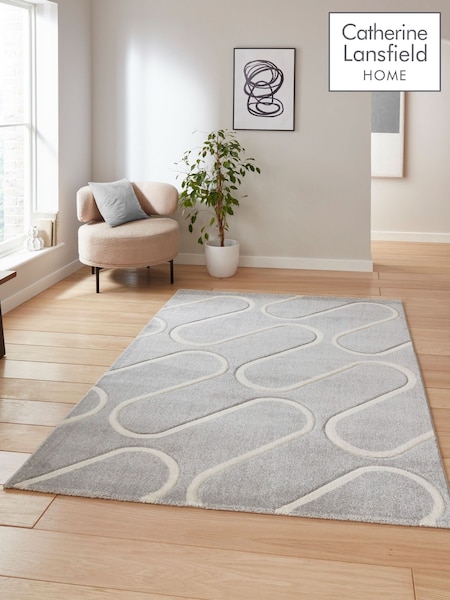 Catherine Lansfield Grey Linear Curve Modern Geometric Rug (F98766) | £60 - £180