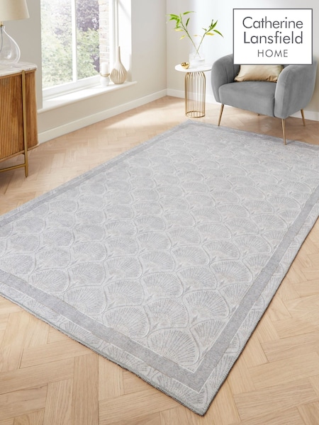 Catherine Lansfield Silver Deco Peacock Washable Rug (F98767) | £40 - £125