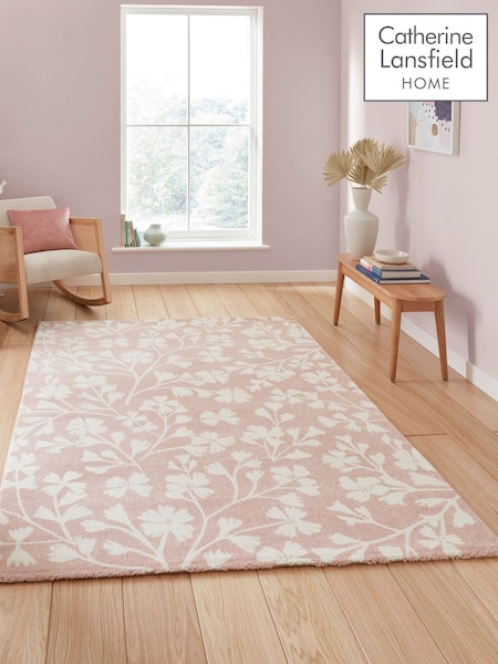 Catherine Lansfield Pink Grace Floral Rug (F98768) | £60 - £180