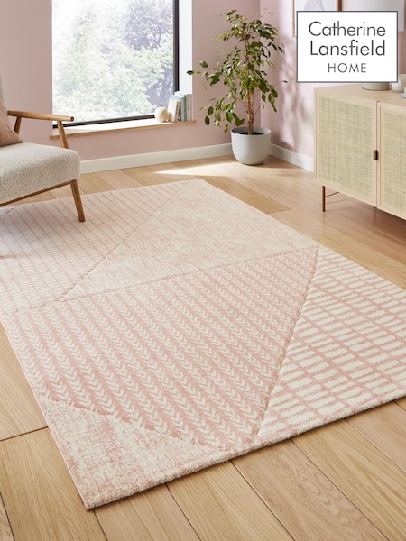 Catherine Lansfield Pink Larsson Modern Abstract Rug (F98776) | £60 - £180