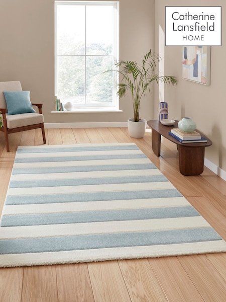 Catherine Lansfield Blue Cove Stripe Modern Linear Rug (F98777) | £60 - £180