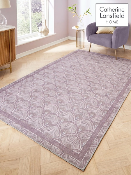 Catherine Lansfield Purple Deco Peacock Washable Rug (F98780) | £40 - £125