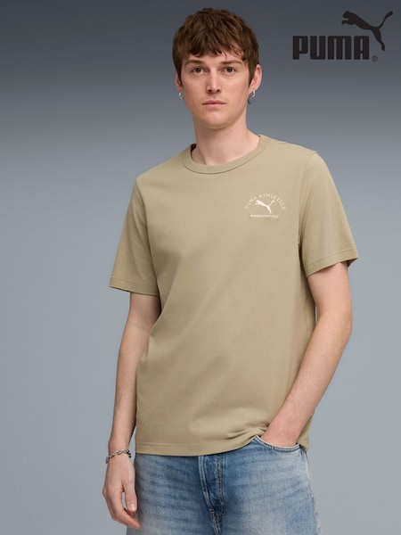Puma Khaki Green Mens Classic Bakcprint Graphic T-Shirt (F98786) | £22