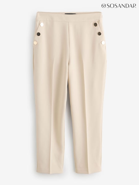 Sosandar Natural Button Detail Tapered Trousers (F98836) | £55