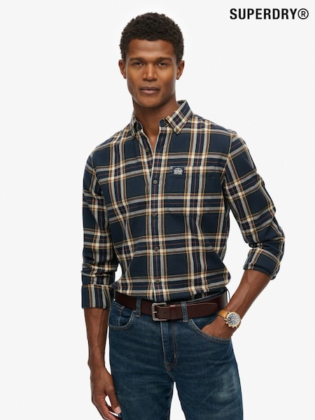 Superdry Navy Blue Long Sleeve Cotton Lumberjack Shirt (F99031) | £50