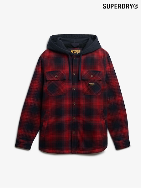 Superdry Red Surplus Hooded Check Shirt (F99064) | £80