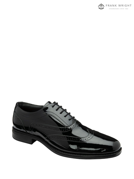 Frank Wright Black Mens Patent Leather Lace-Up Brogue Shoes (F99181) | £75