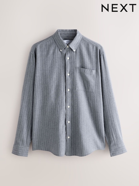 Grey Stripe Long Sleeve Brushed Oxford Shirt (F99200) | £28