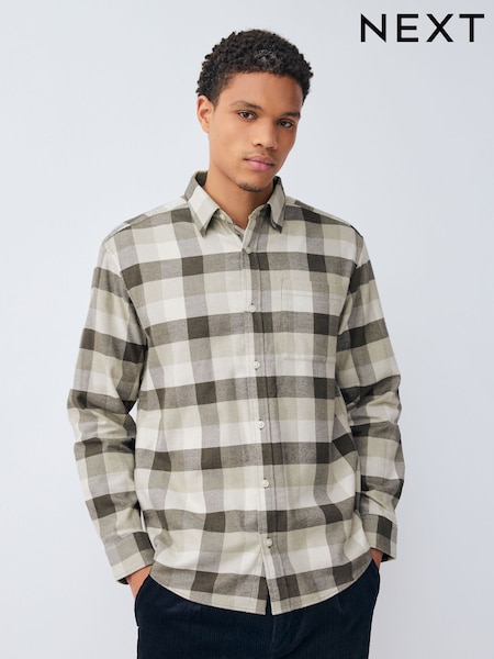Neutral Brown Long Sleeve Check Shirt (F99208) | £28