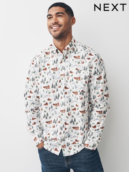 White Christmas Printed Long Sleeve Shirt (F99228) | £35