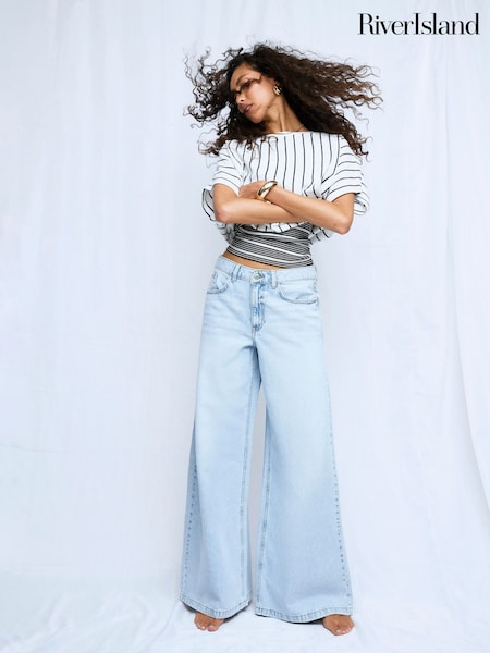 River Island Blue Blue Low Rise Baggy Jeans (F99268) | £54