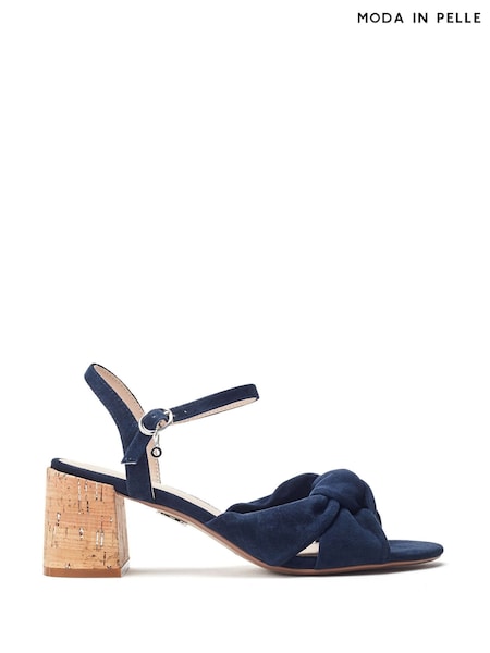 Moda in Pelle Blue Mokara Twist Knot Feature Block Heel Sandals (F99281) | £90