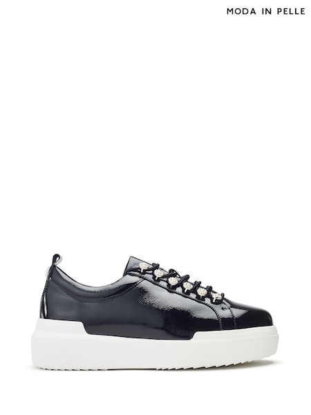 Moda in Pelle Blossie Pearl Detail Slab Sole Leather Trainers (F99285) | £110