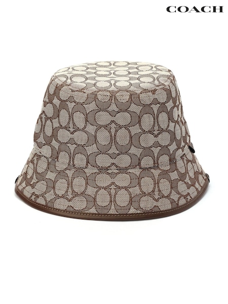 COACH Brown Signature C Jacquard Bucket Hat (F99286) | £125