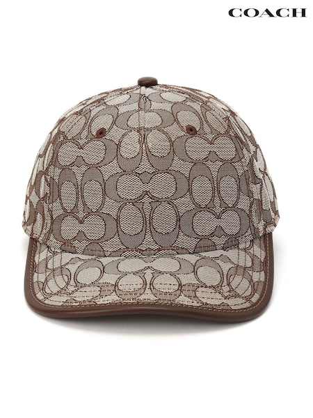 COACH Brown Signature C Jacquard Baseball Hat (F99287) | £125