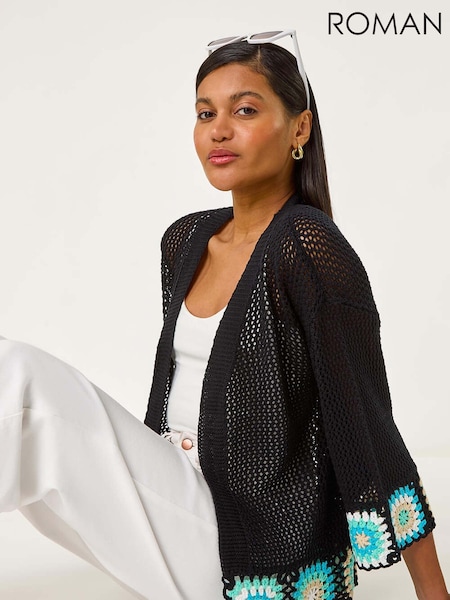 Roman Black Edge Crochet Hem Knit Cardigan (F99348) | £50