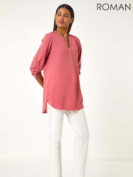 Roman Pink Longline Bow Button Tunic Top (F99370) | £40