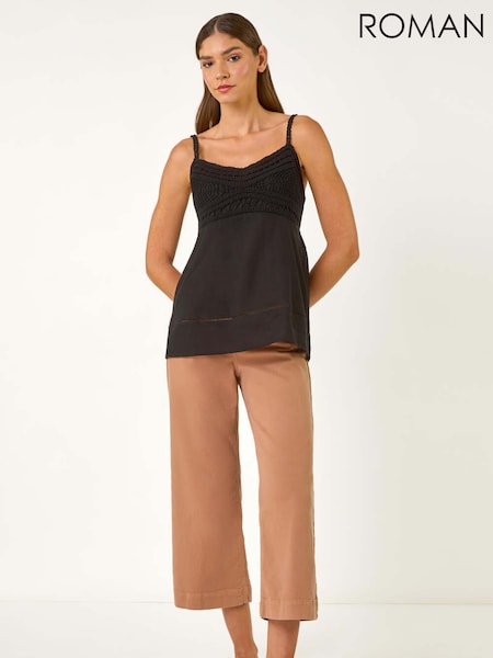 Roman Black Crochet 100% Cotton Cami Top (F99373) | £32