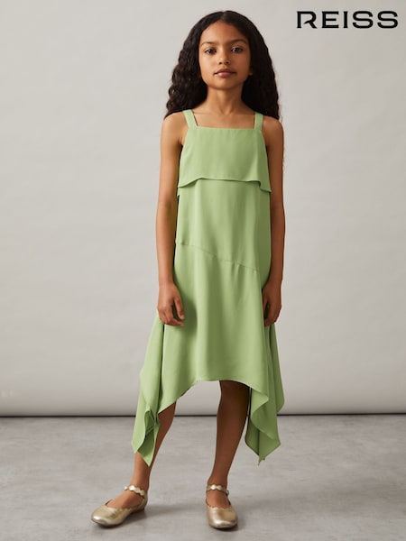 Reiss Green Alba Handkerchief-Hem Sleeveless Dress (F99399) | £75