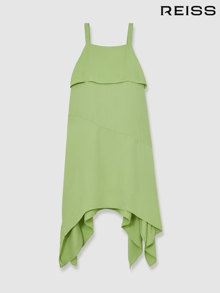 Reiss Green Alba Handkerchief-Hem Sleeveless Dress (F99401) | £85
