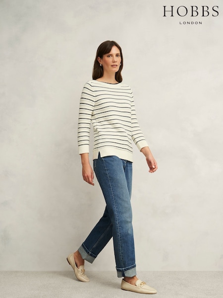 Hobbs Cream Annalise 100% Cotton Jumper (F99491) | £89