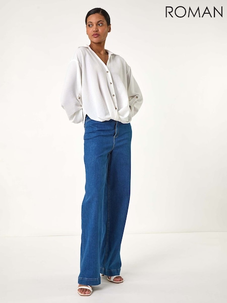 Roman White Twist Hem V-Neck Shirt (F99546) | £40