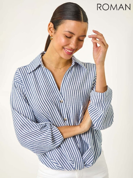 Roman Blue Twisted Hem Striped Shirt (F99552) | £42