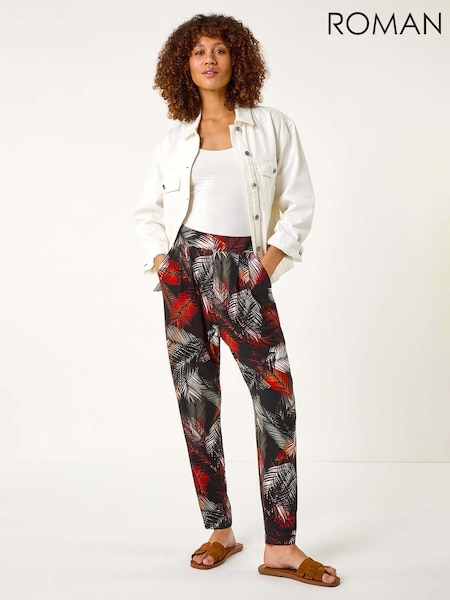Roman Red Leaf Print Harem Trousers (F99566) | £36