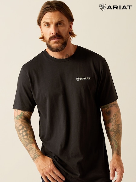 Ariat Big Sky Freedom Western Back Print Graphic 100% Cotton Black T-Shirt (F99632) | £25