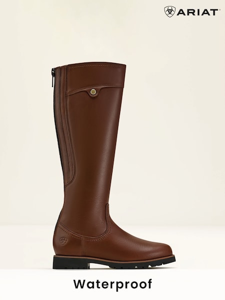 Ariat Arlington Back Zip Waterproof Knee High Leather Brown Boots (F99653) | £280
