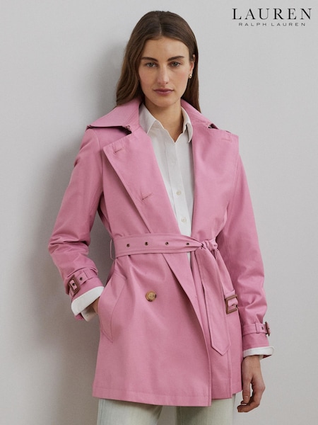 Lauren Ralph Lauren Pink Double Breasted Blend Trench Coat (F99749) | £279
