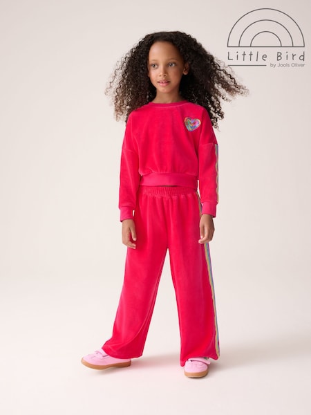 Little Bird by Jools Oliver Pink 2 Piece Glitter Sweat & Jogger Set (F99826) | £32 - £38