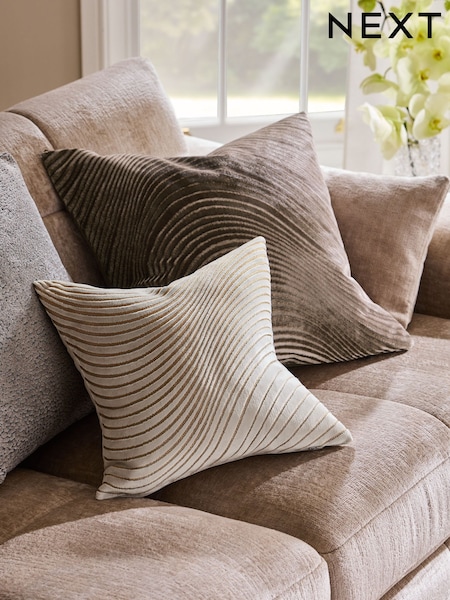 Champagne Gold 43 x 43cm Velvet Curve Cushion (F99892) | £22