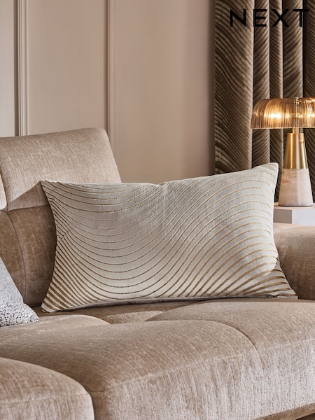Champagne Gold 40 x 59cm Velvet Curve Cushion (F99893) | £26