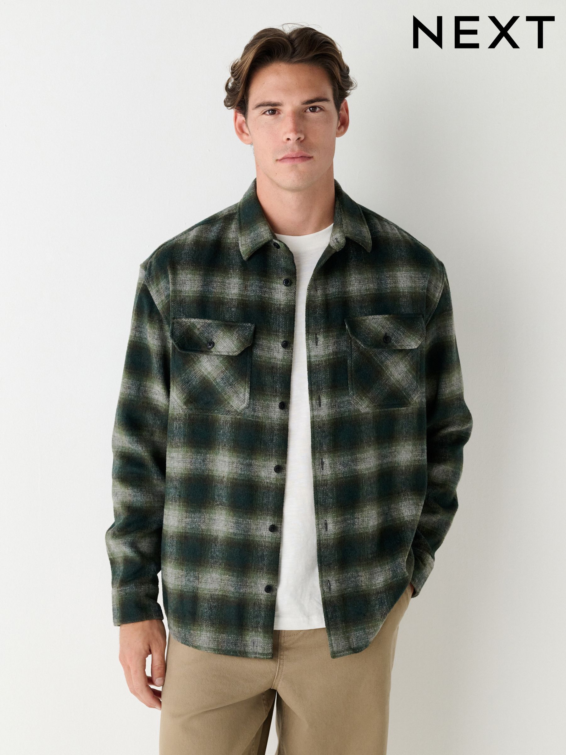 Blue Checkered Over Shirt Dark Brown Fjord Check Overshirt FatFace