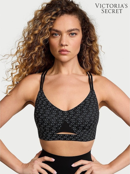 Victoria's Secret VSX Print Black Elevate™ Strappy Comfort Low Support Sports Bra (F99902) | £45