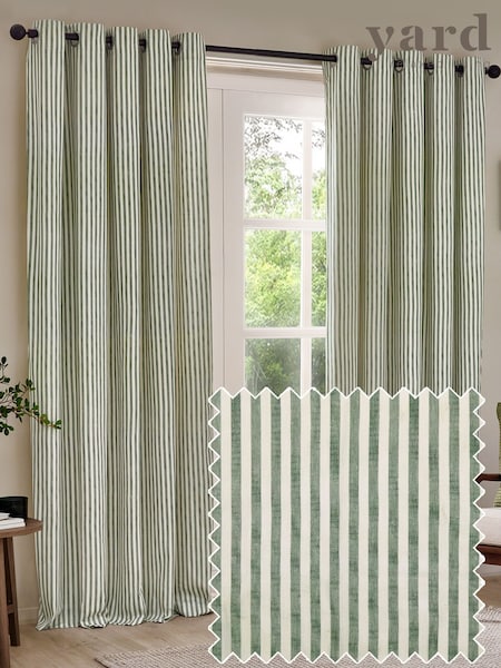 Yard Forest Hebden Striped Cotton Lined Eyelet Curtains Pair (F99950) | £36 - £88