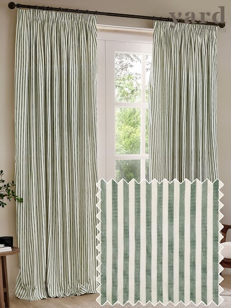 Yard Forest Hebden Striped Cotton Lined Eyelet Curtains Pair (F99959) | £39 - £96