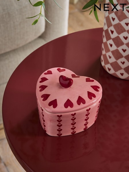 Pink Ceramic Heart Trinket Pot (G00030) | £8