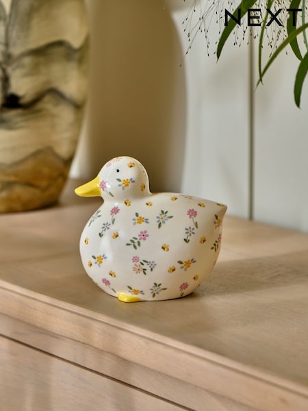 Multicolour Ditsy Floral Ceramic Duck Ornament (G00047) | £12