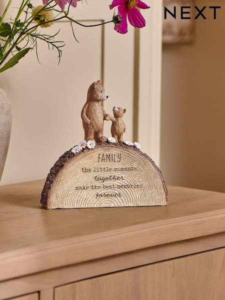 Natural Bertie Bear Family Sentiment Ornament (G00049) | £16