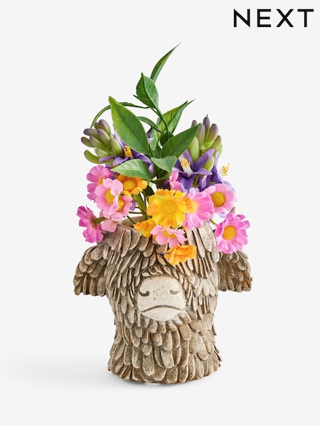 Multicolour Hamish The Highland Cow Artificial Spring Flower Arrangement (G00062) | £16