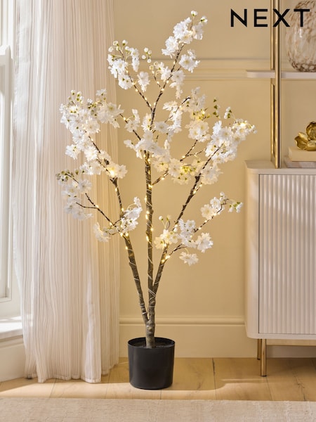 White Artificial Light Up Blossom Tree (G00072) | £125