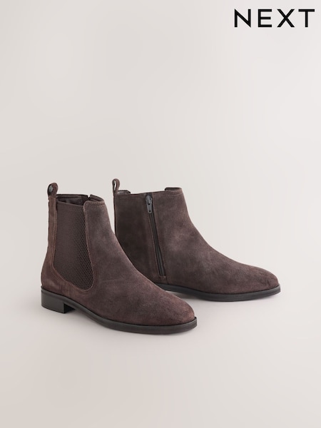 Chocolate Brown Suede Standard/Wide Fit Forever Comfort® Chelsea Ankle Boots (G00118) | £59