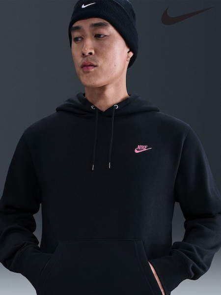 Nike Black Pink Club Pull Over Hoodie (G00196) | £55