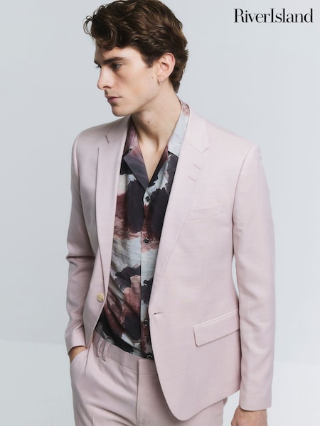 River Island Pink Sharkskin Suit Jacket (G00416) | £80