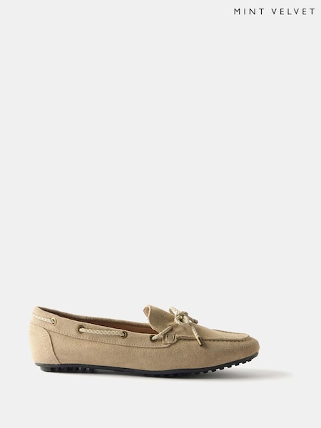Mint Velvet Cream Sally Suede Deck Shoes (G00472) | £99