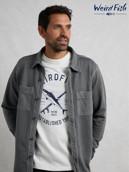 Weird Fish Grey Fingask Loopback Shirt (G00497) | £65