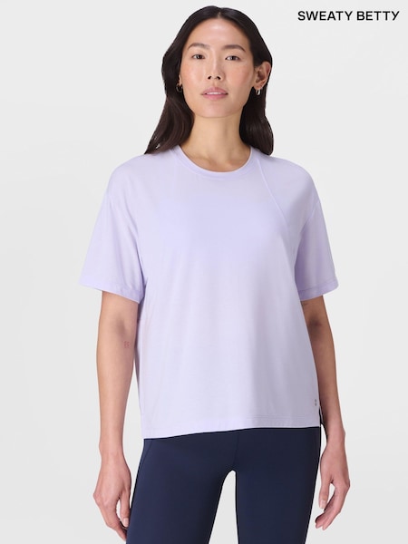 Sweaty Betty Heather Purple Soft Flow Studio T-Shirt (G00509) | £55